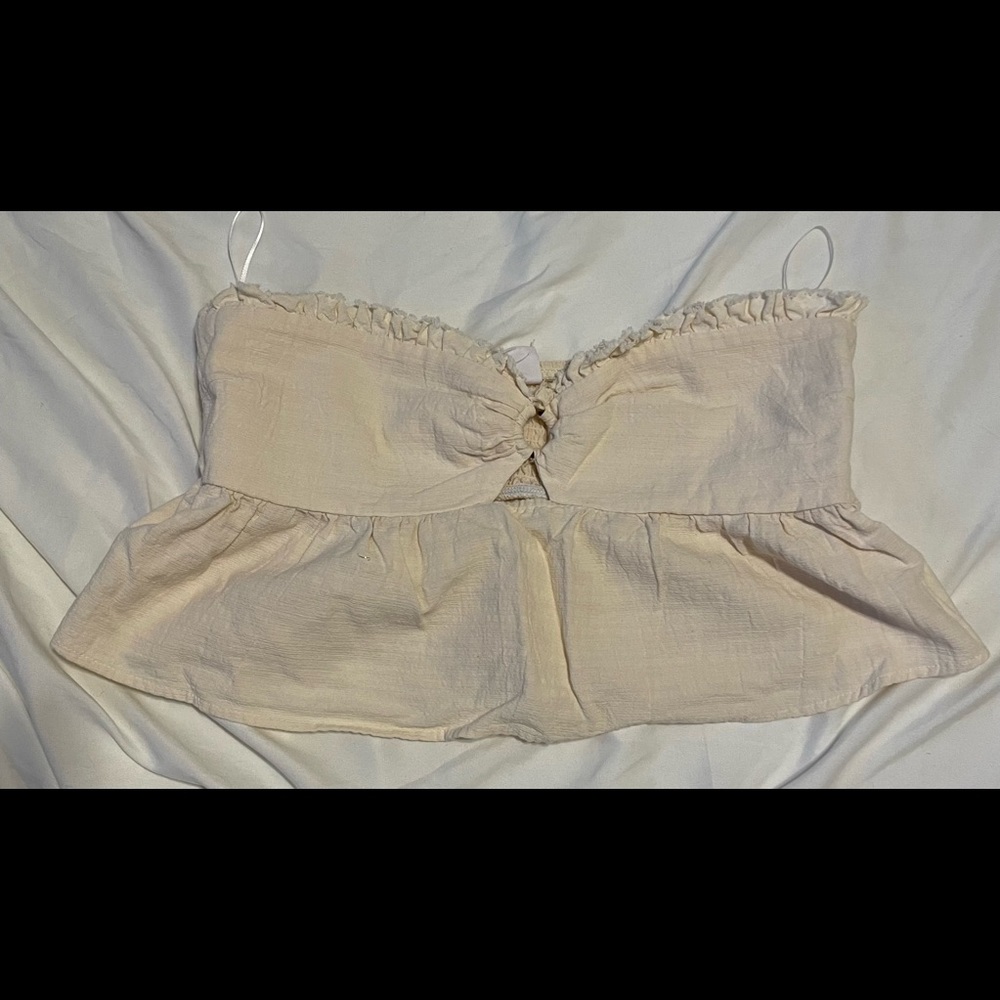 Beige beach crop top (L)